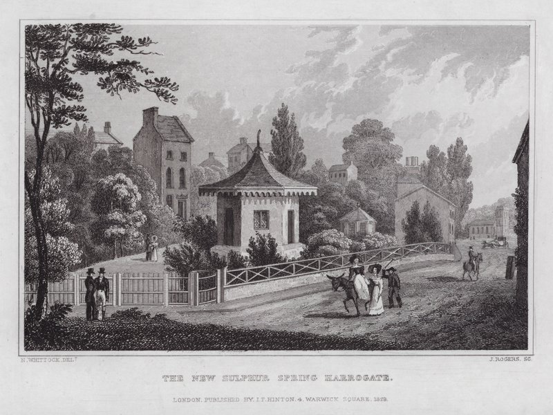 The New Sirphur Spring, Harrogate (rytina) od Nathaniel (after) Whittock