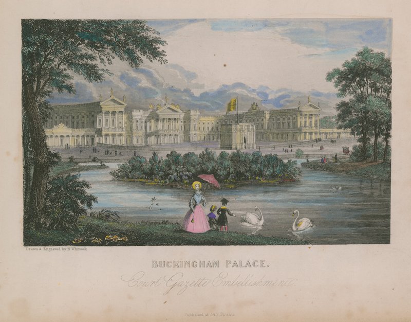 Celkový pohled na Buckinghamský palác od Nathaniel Whittock