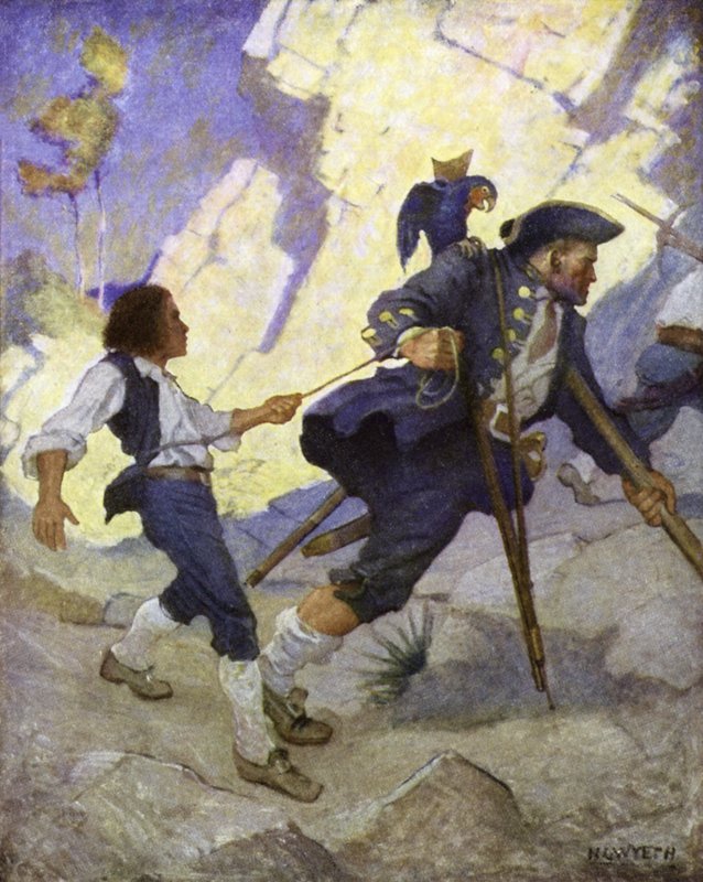 Ilustrace pro ostrov pokladů od Newell Convers Wyeth