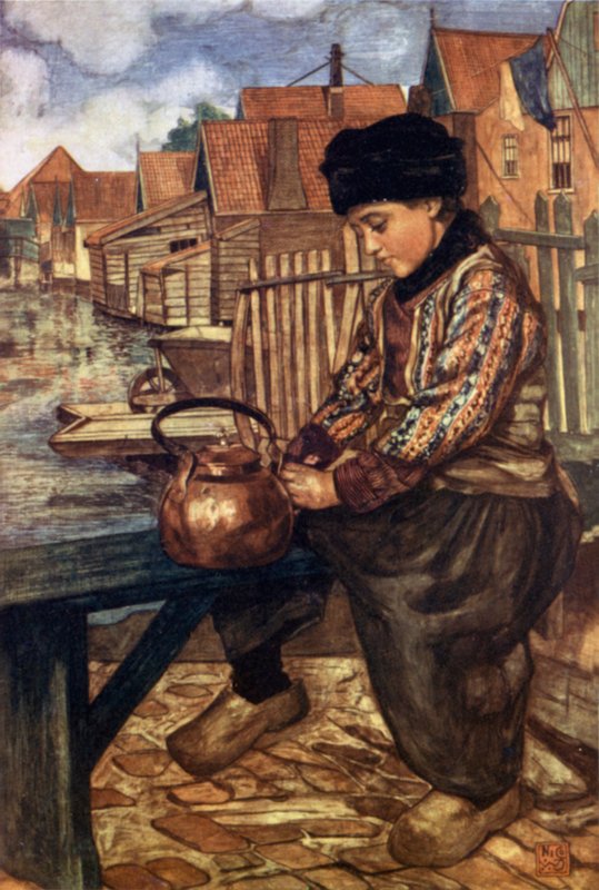 A Boy čistící konvice (barevná lito) od Nico Jungman