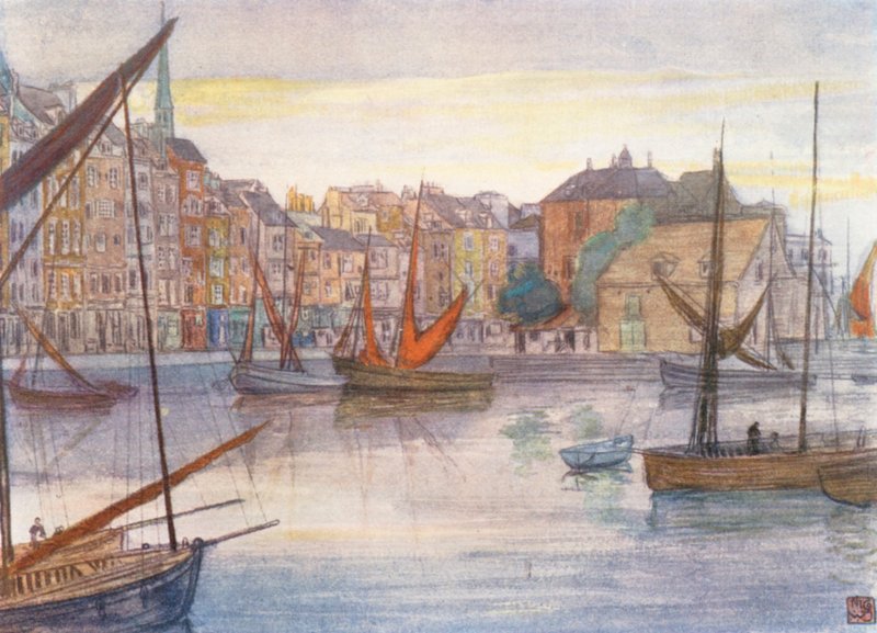 Quai Sainte Catherine, Honfleur (barevná litografie) od Nico Jungmann