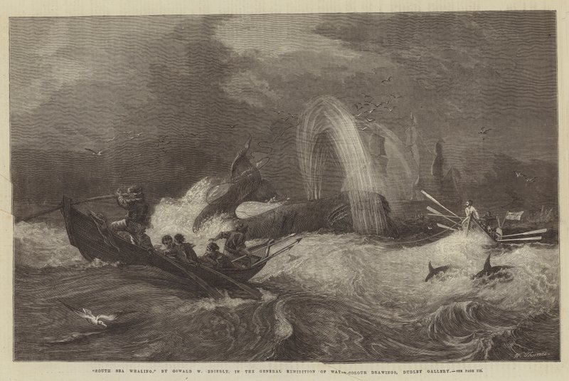 South Sea Whaling, na Všeobecné výstavě akvarelových kreseb, Dudley Gallery od Oswald Walters Brierly