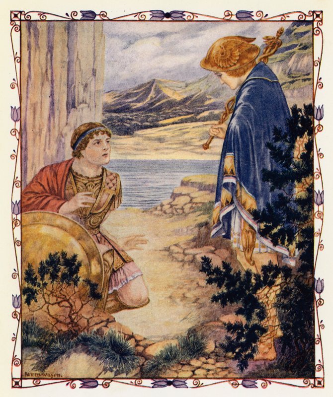 Perseus a Quicksilver (barevná litografie) od Patten (after) Wilson