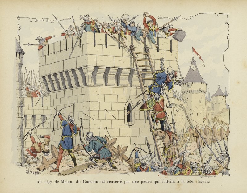 Bertrand du Guesclin udeřil do hlavy kamenem při obléhání Melunu, 1359 od Paul de Semant