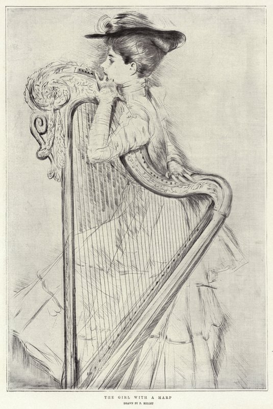 Dívka s harfou od Paul Cesar Helleu