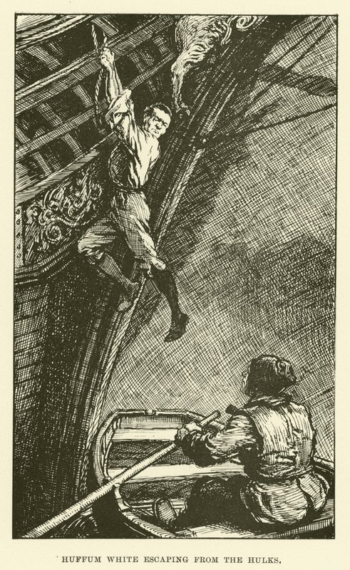 Huffum White Escaping from the Hulks (rytina) od Paul Hardy