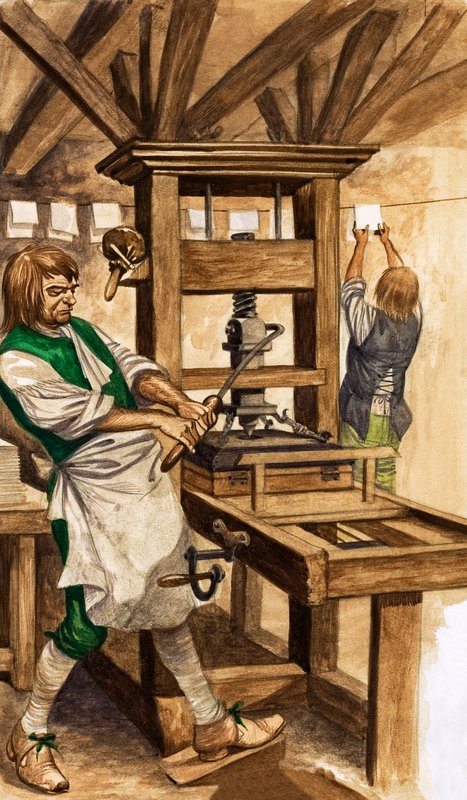 Caxtonův lis (kvaš na papíře) od Peter Jackson