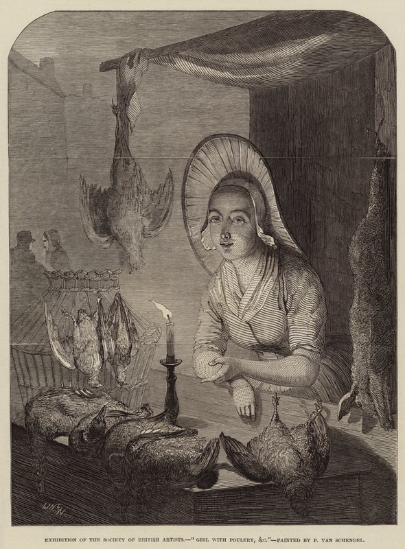 Dívka s drůbeží atd od Petrus van Schendel