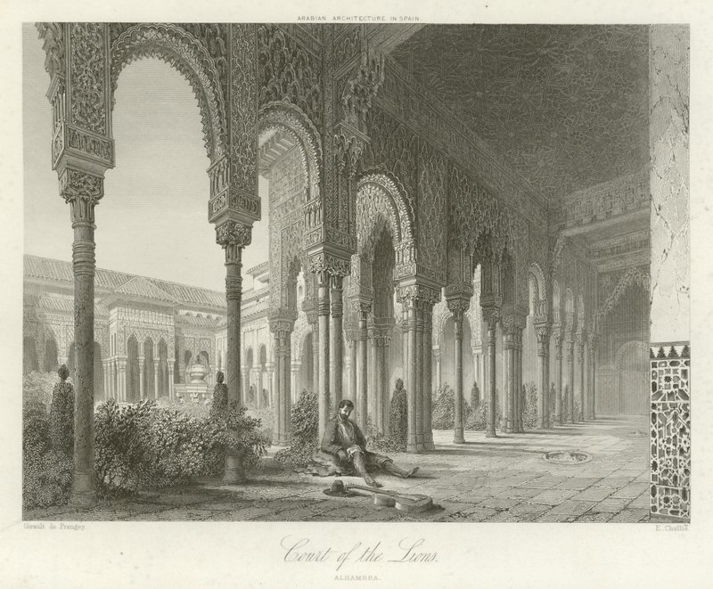 Court of the Lions, Alhambra, Granada, Španělsko od Philibert Joseph Girault de Prangey