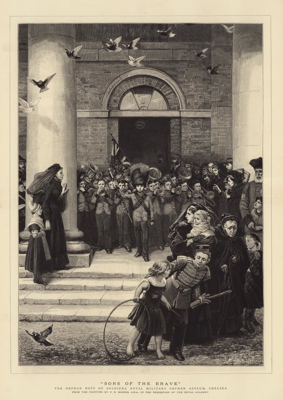 Sons of the Brave, sirotčí chlapci vojáků, Royal Military Orphan Asylum, Chelsea od Philip Richard Morris