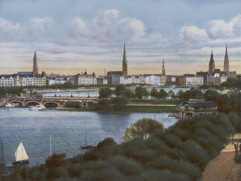 Hamburk: Lombardsbrucke (foto) od Photographer German