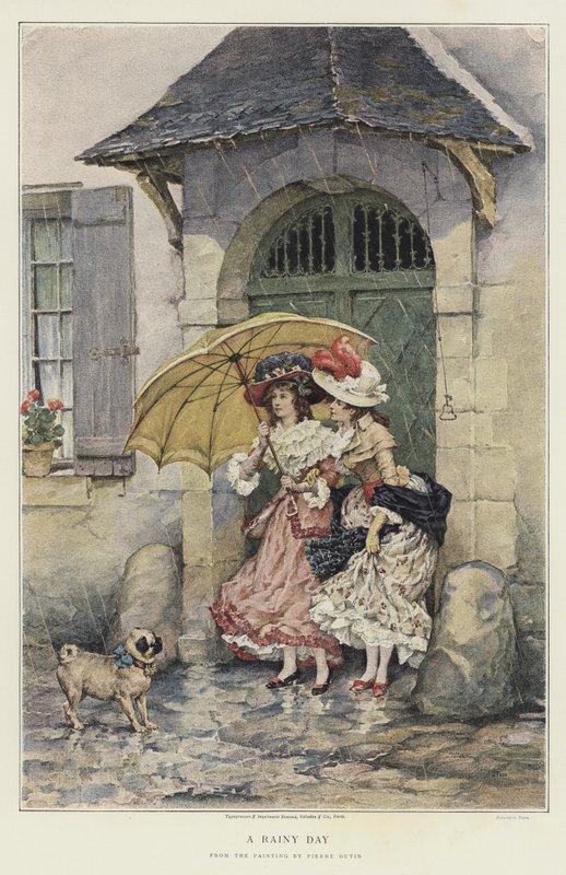 Deštivý den (chromolitho) od Pierre Outin