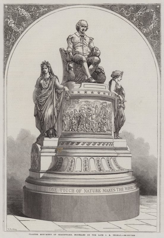 Sádrový pomník Shakespeara, modelovaný zesnulým J E Thomasem od R. Dudley
