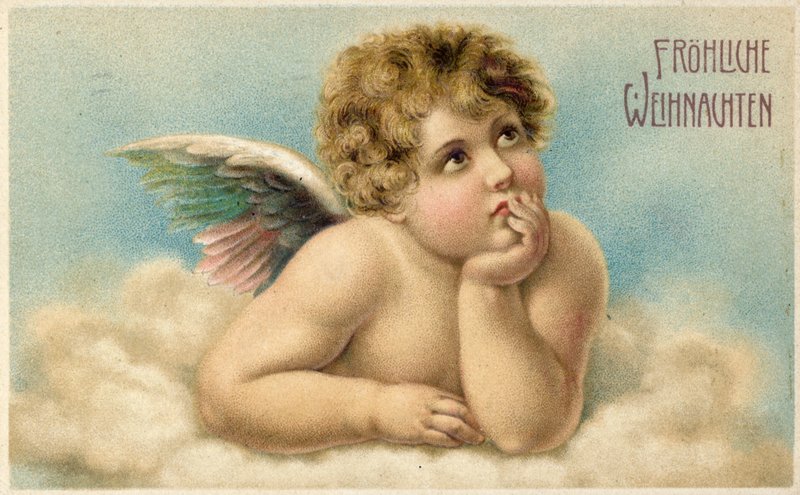 Německé vánoční přání s cherubínem Raphaelem od Raffaello Sanzio Raphael