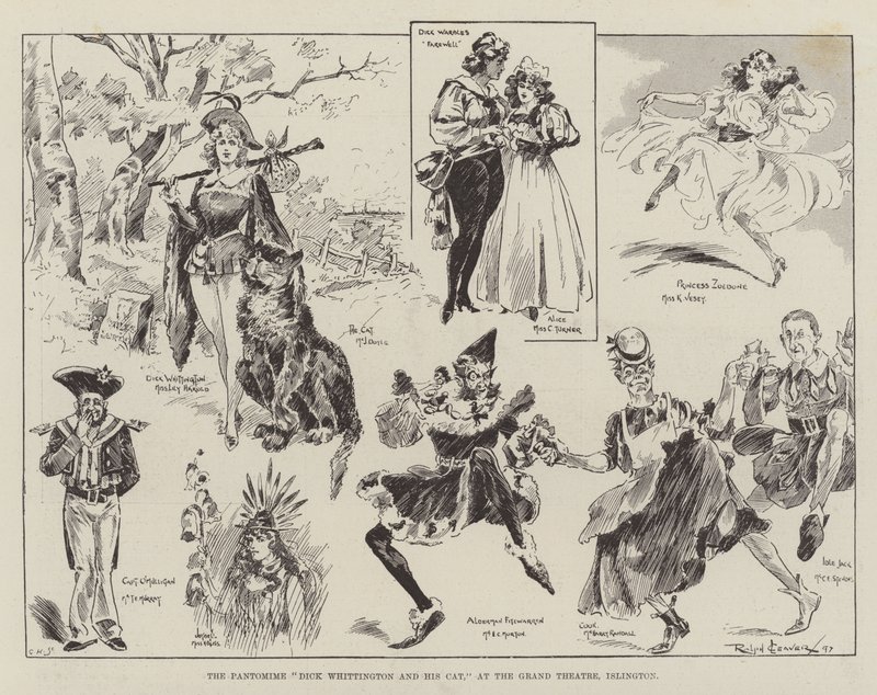 Pantomima Dick Whittington a jeho kocour v divadle Grand Theatre v Islingtonu od Ralph Cleaver