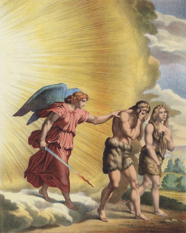 Adam a Eva vyhnáni z ráje od Raffaello Sanzio Raphael