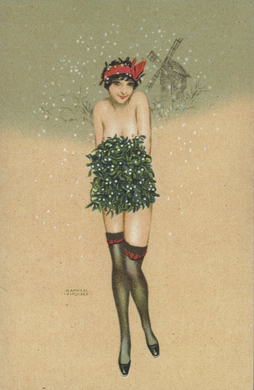 Dívka nesoucí spoustu jmelí od Raphael Kirchner