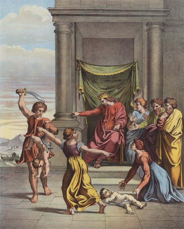 Soud Šalamounův (barevné lito) od after Raphael