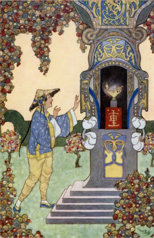 Aladdin najde lampu (barevné lito) od René Bull