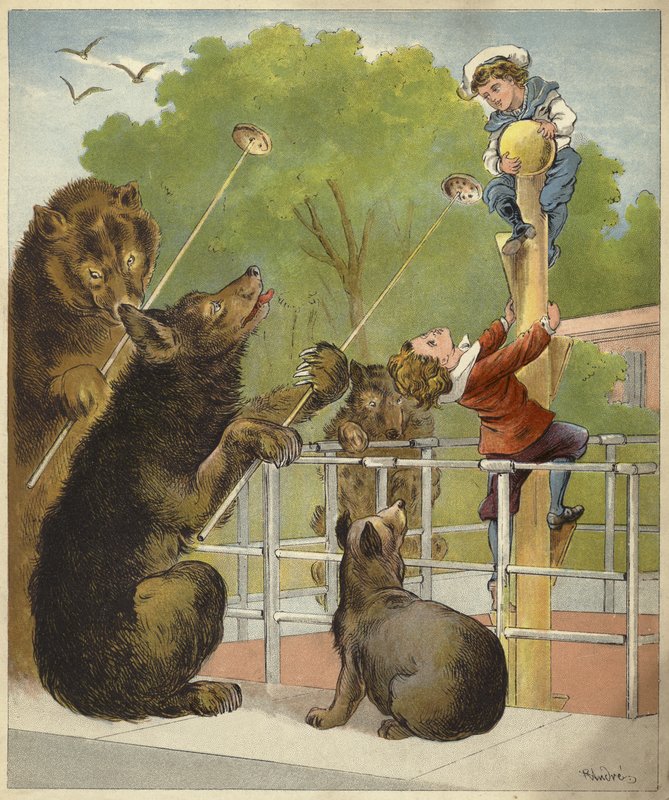 Medvědi návnady chlapce (chromolitho) od Richard Andre