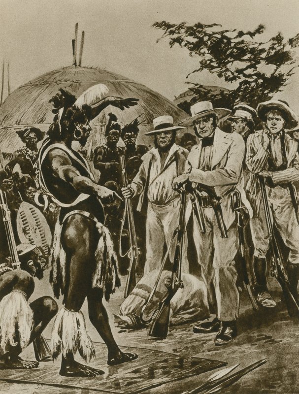 Rozhovor se Zuly v prvních dnech Natala (hlubotisk) od Richard Caton Woodville junior