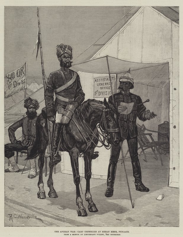 Afghánská válka, Camp Orderlies v Meean Meer, Panjaub od Richard Caton Woodville junior
