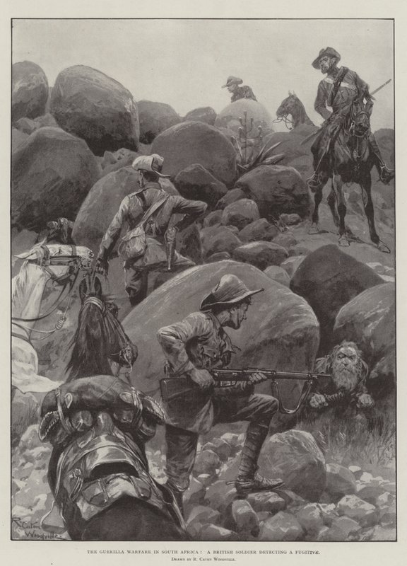 Guerilla Warfare v Jižní Africe, britský voják odhalující uprchlíka od Richard Caton Woodville junior