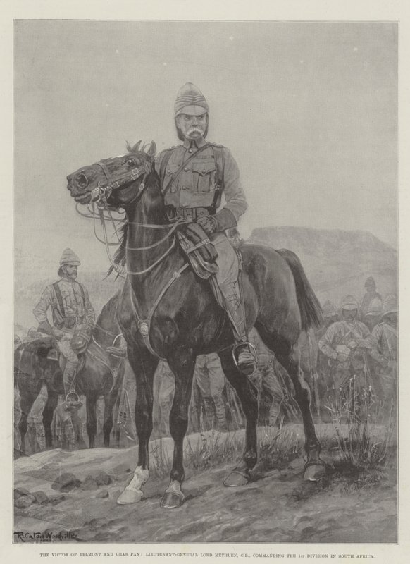 Victor of Belmont a Gras Pan, generálporučík Lord Methuen, CB, velící 1. divizi v Jižní Africe od Richard Caton Woodville junior