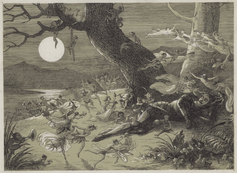 Sen rytířů letního slunovratu (akvatinta) od Richard Doyle