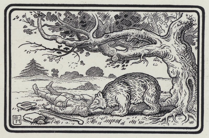 The Two Fellows And The Bear (rytina) od Richard Heighway