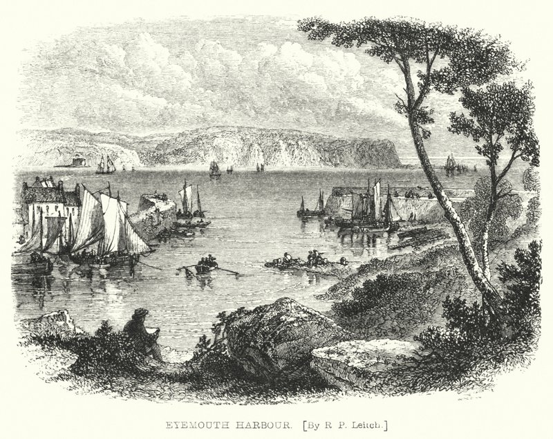 Eyemouth Harbor (rytina) od Richard Principal (after) Leitch