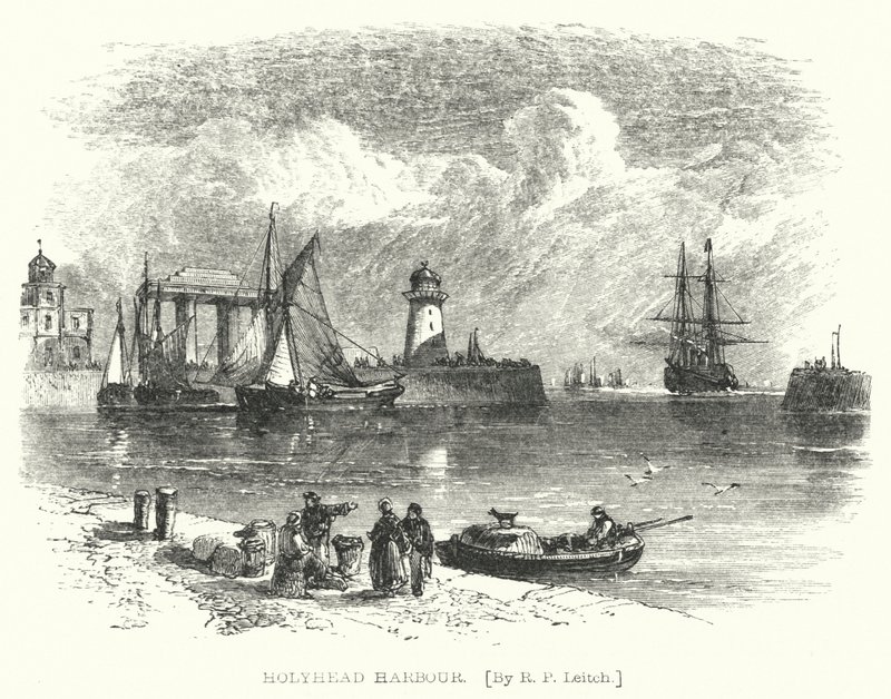 Holyhead Harbour (rytina) od Richard Principal (after) Leitch