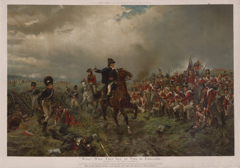 Co na to řeknou v Anglii? Wellingtona k vojákům u Waterloo od Robert Alexander Hillingford