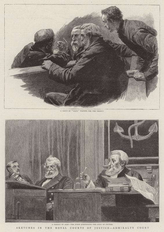 Náčrtky v Royal Court of Justice, Admirality Court od Robert Barnes