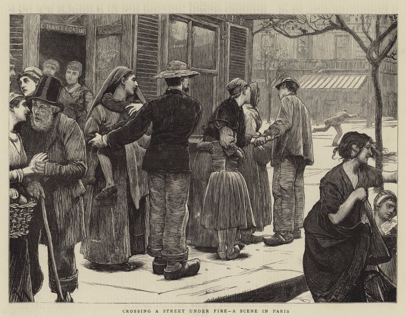 Přechod přes ulici pod palbou, scéna z Paříže od Robert Walker Macbeth