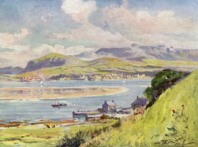 Carnarvon, z Anglesey (barva litho) od Robert (after) Fowler