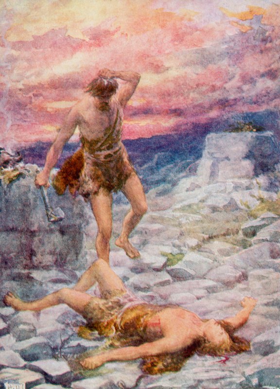 Kain a Ábel (barevné lito) od Robert Ambrose (after) Dudley