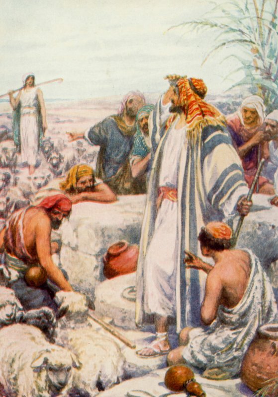 Jacob se setká s Rachel (barevné lito) od Robert Ambrose Dudley