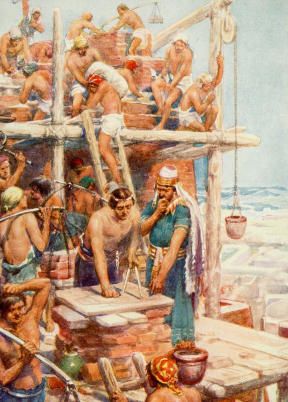 Babylonská věž (barevná lito) od Robert Ambrose Dudley