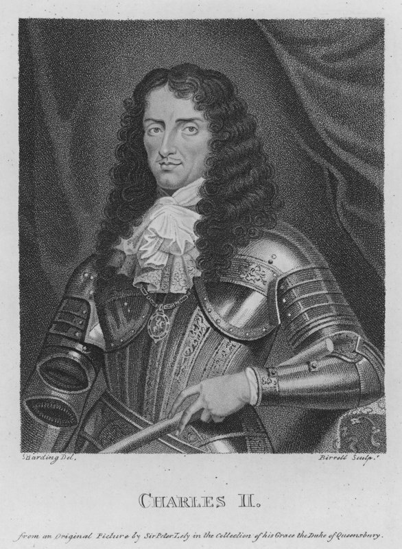 Karel II (rytina) od S. (after) Harding