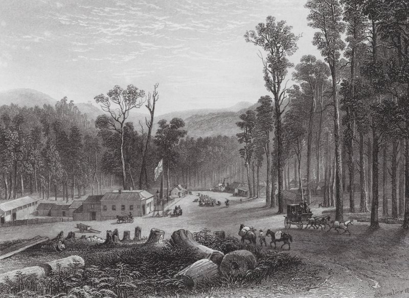 Austrálie: Marysville, Victory (rytina) od Samuel (after) Prout