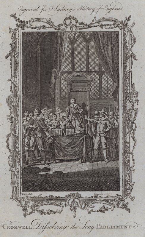 Cromwell Dissolving the Long Parliament (rytina) od Samuel (after) Wale