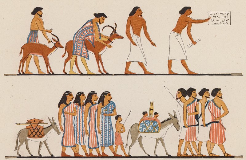 Staroegyptské umění (barevná litografie) od School Egyptian