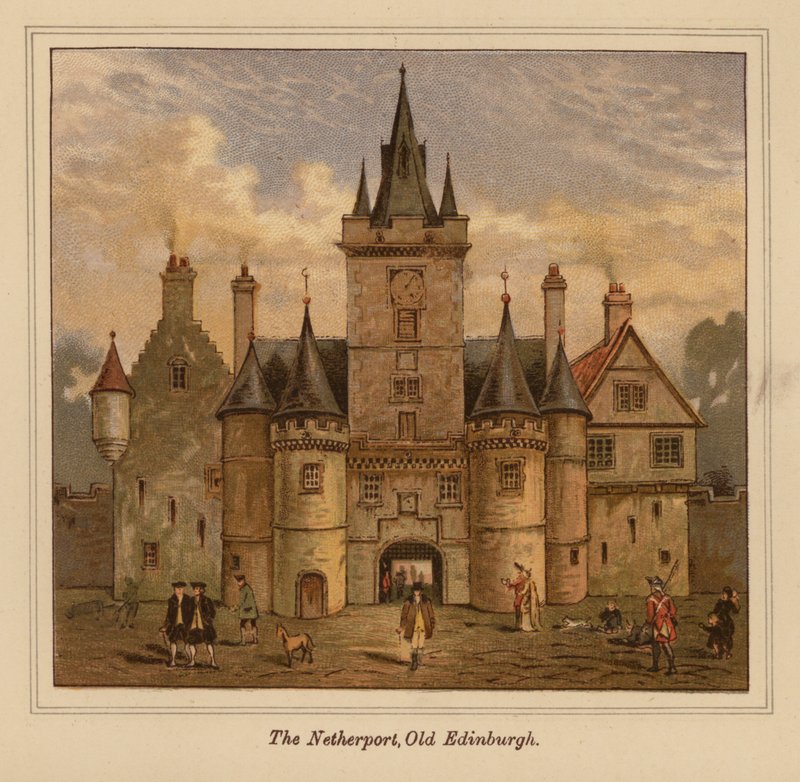 The Netherport, Old Edinburgh (barevná litografie) od Scottish School