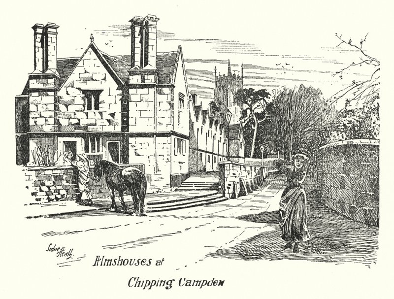 Almshouses v Chipping Campden (rytina) od Sidney Heath