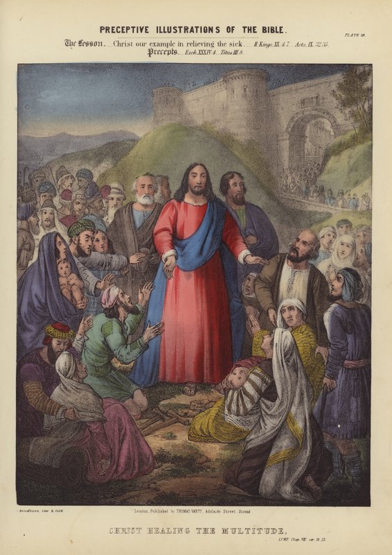 Kristus uzdravující množství (barevná rytina) od Siegfried Detler Bendixen
