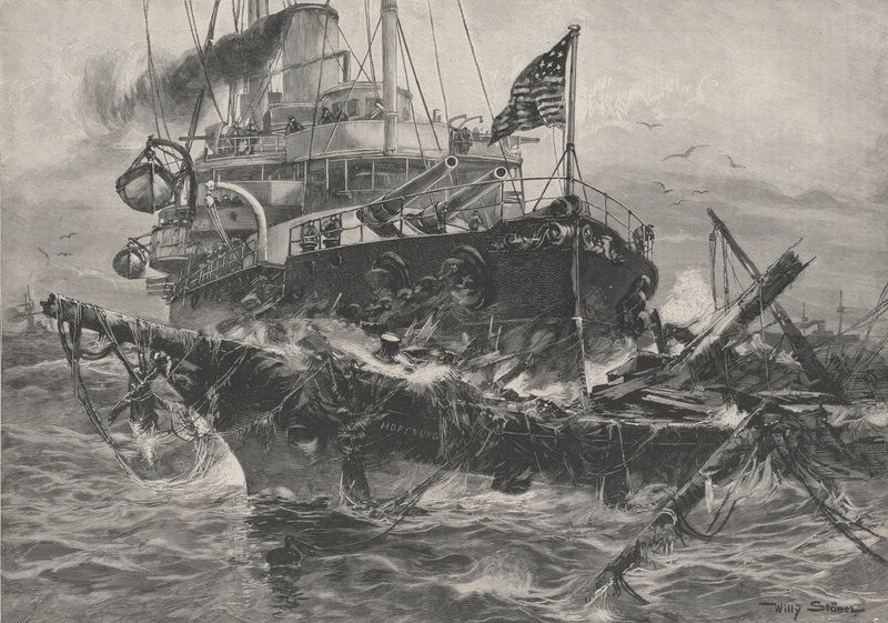 Americký válečník ničící opuštěné oblasti v Atlantiku od Stoewer Willy