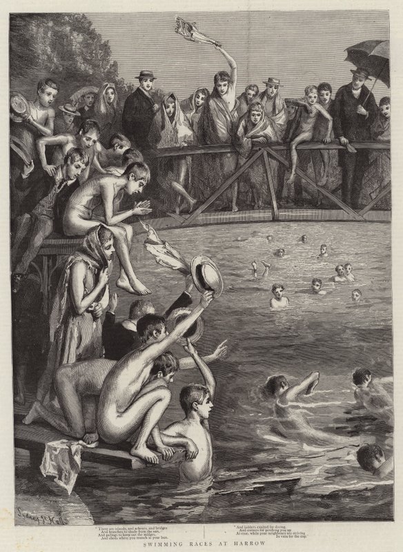 Plavecké závody v Harrow od Sydney Prior Hall