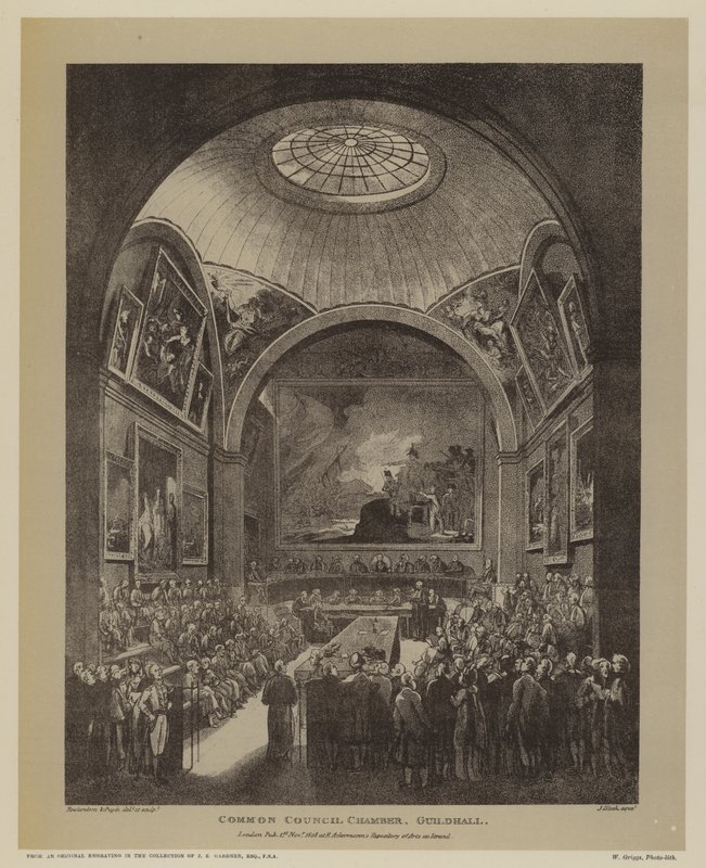 Common Council Chamber, Guildhall, City of London, 1808 od T. and Pugin Rowlandson
