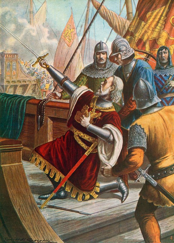 Luciano Doria zabit v bitvě, 1379 od Tancredi Scarpelli